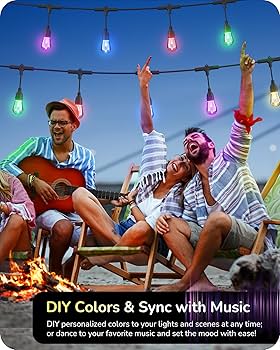 ライト・ランタン HURI8 EDISHINE Smart Outdoor String Lights, Halloween 48ft Color